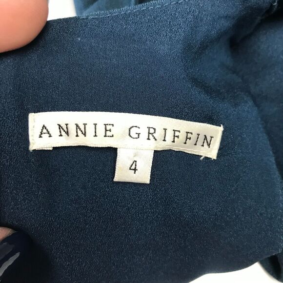 Annie Griffin Dress Womens 4 Teal Green Sheath Sleeveless Halter Jeweled Collar - Picture 5 of 12